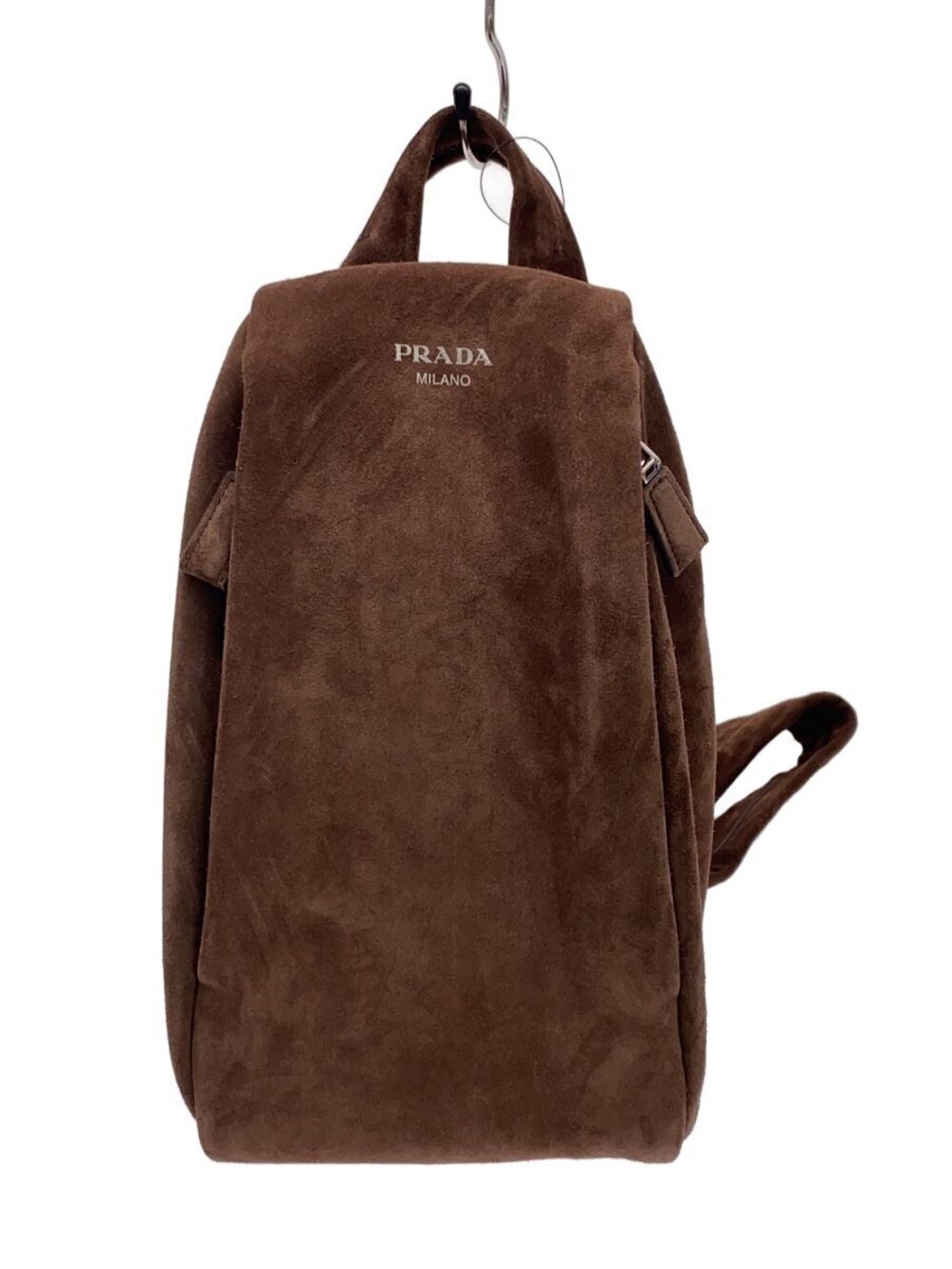 Prada Backpack Suede Brown Hobo Zipper